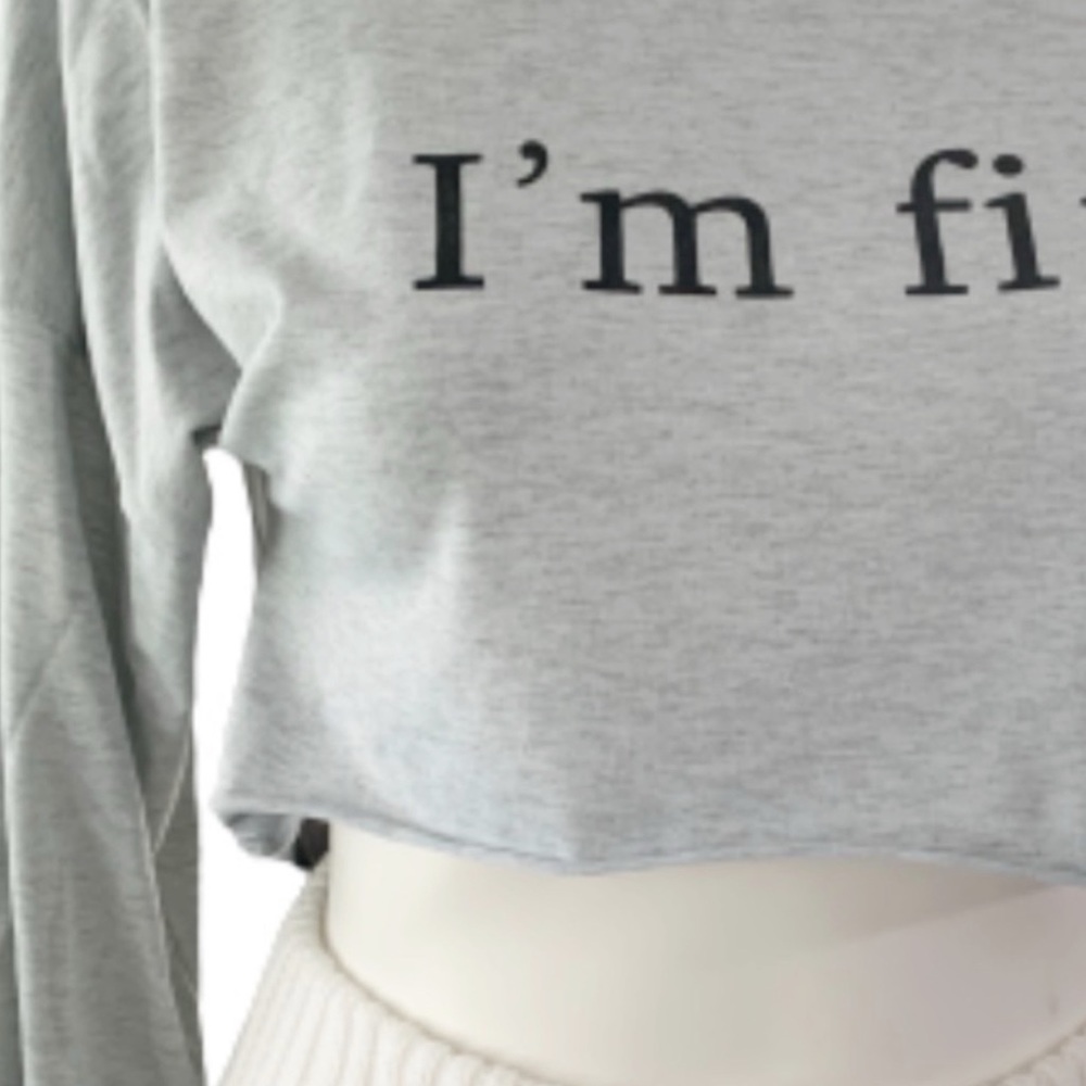 Loungewear Gray Cut off Top with Joggers HP 💕 - Picture 6 of 8